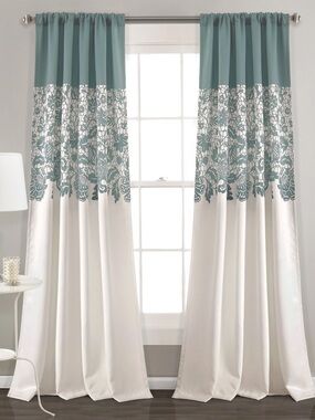 LUSH DÉCOR Estate Garden Print Curtains Light Filtering Window Panel Set for Liv